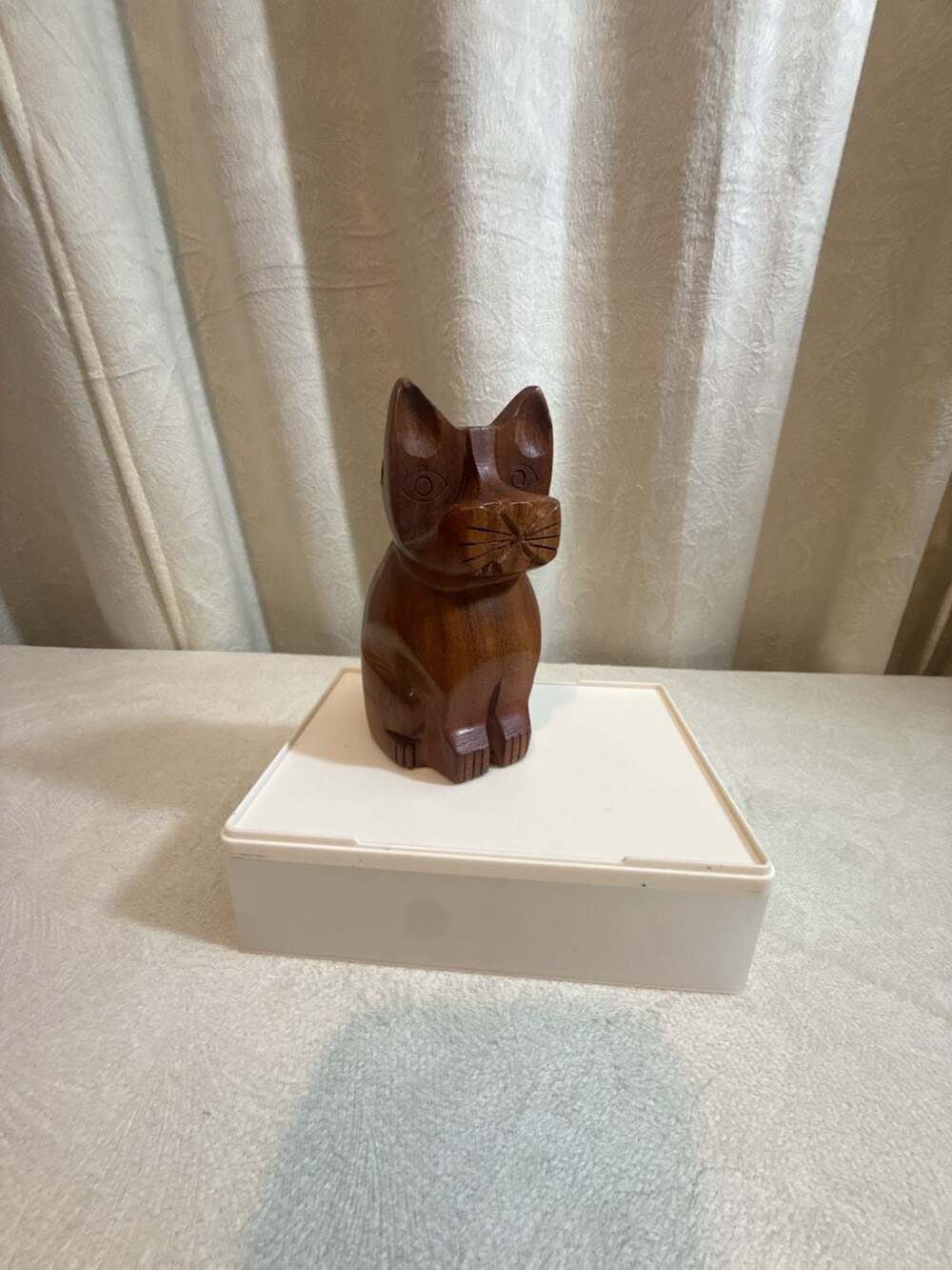 Wooden‎ Cat Figurine Glasses Holder-Matr Boomie made in India 4.5”H 3”W